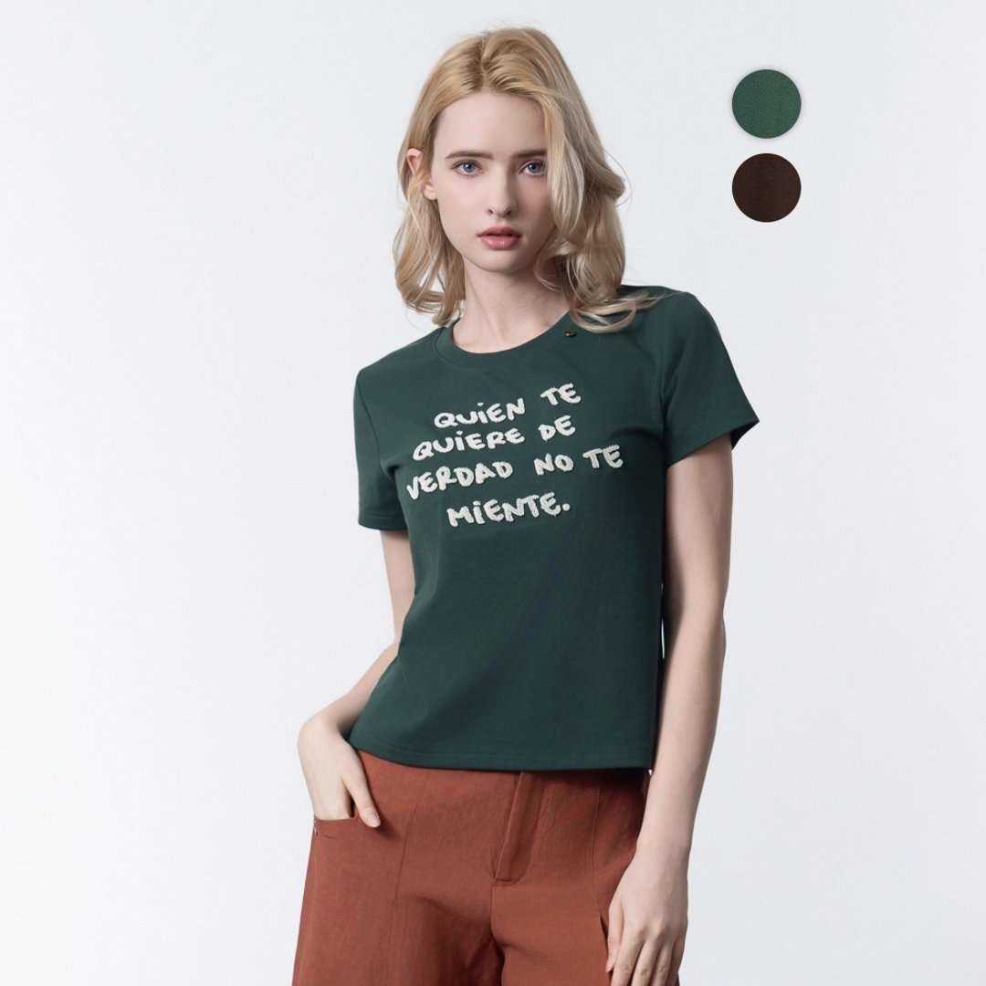 【MEDUSA】态度风格西文字母T恤 - 2色(M-XL) | 女短袖上衣 - 女装 T 恤 - 棉 绿色