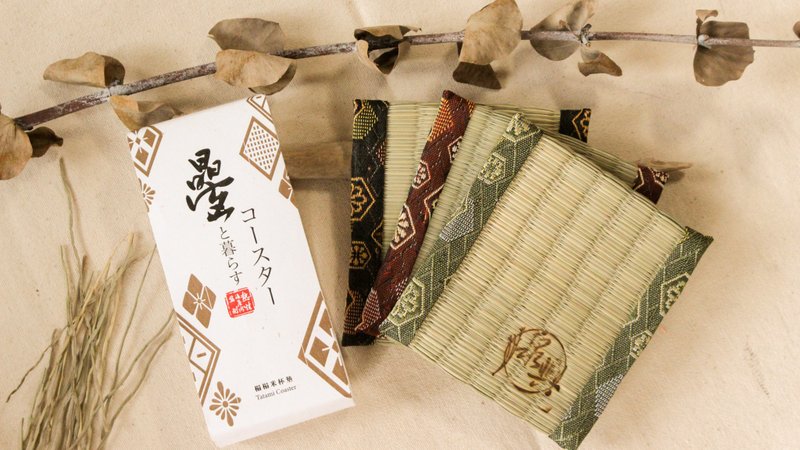 榻的杯垫-三入方形礼盒组 - 杯垫 - 其他材质 卡其色