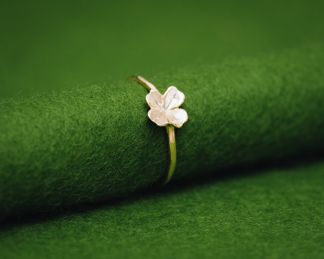 18K Clover ring - 18ct ring - simple ring - gift for her - Solid gold - 戒指 - 贵金属 金色