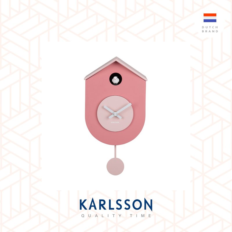 荷兰Karlsson, Grato Cuckoo 粉红色摇摆布谷鸟挂钟(整点报时) - 时钟/闹钟 - 塑料 粉红色