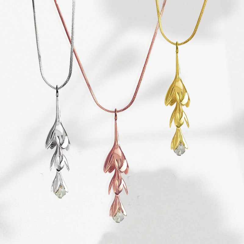 Silver Necklace , Silver Quartz Necklace, Quartz Pendant, dew drop - 项链 - 纯银 