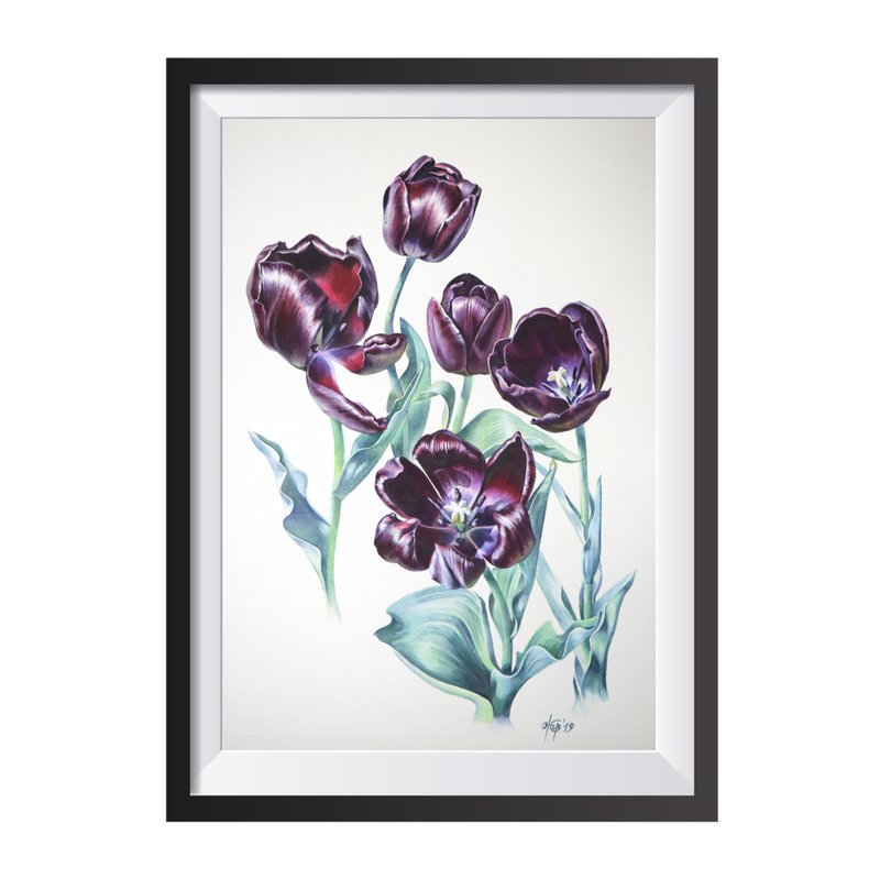 Tulip watercolor Poster Museum quality print Wall art by Irina Zhunaeva - 海报/装饰画/版画 - 纸 多色