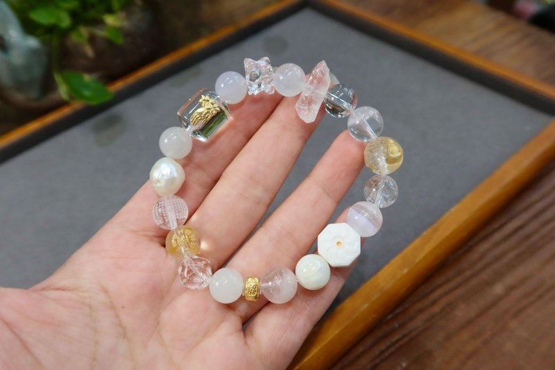 五行金木水火土水晶手链 补金木水火土手链 男女士礼物 五行多宝 - 手链/手环 - 水晶 