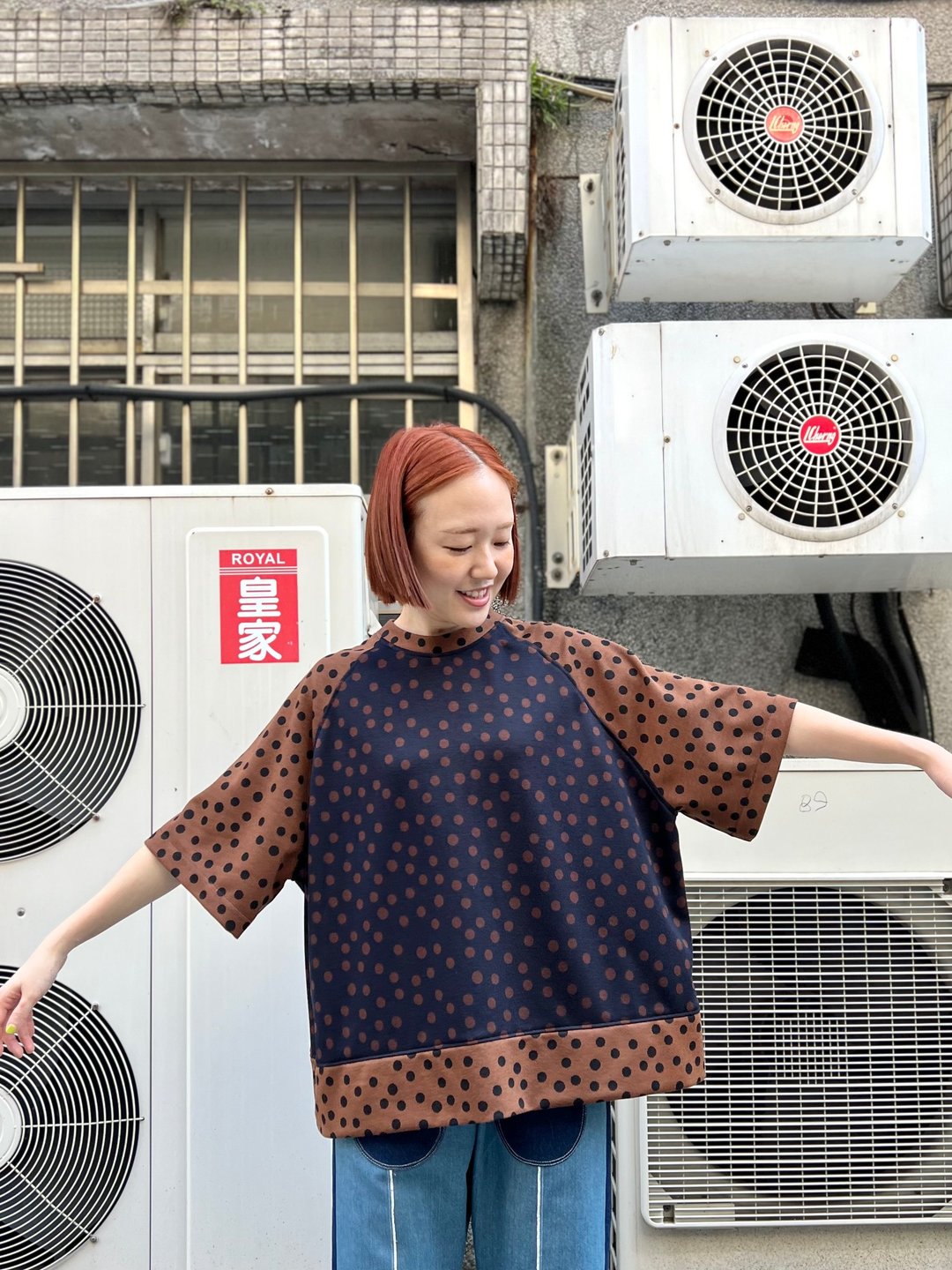 点点五分袖拼接上衣 - 女装上衣 - 其他材质 多色