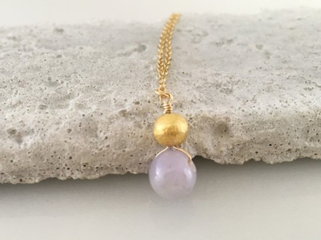 Burmese natural lavender jade K14GF pendant - 项链 - 宝石 