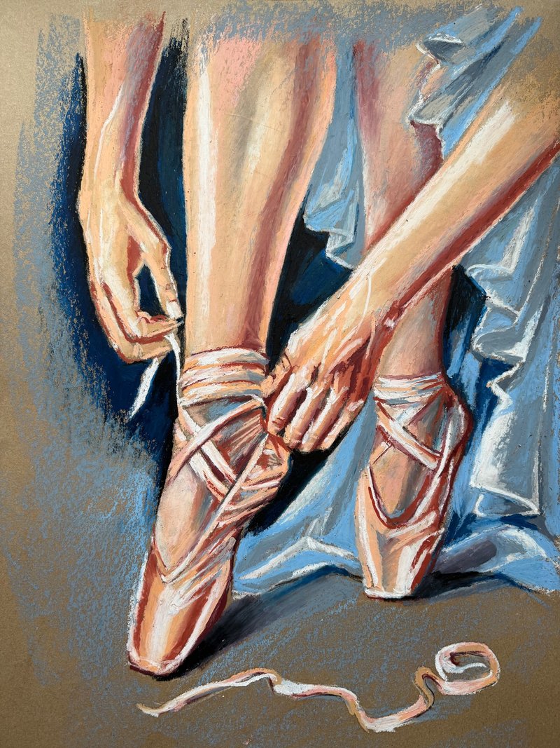 舞鞋 舞者 艺术“芭蕾舞幕后”画作 - 墙贴/壁贴 - 纸 蓝色