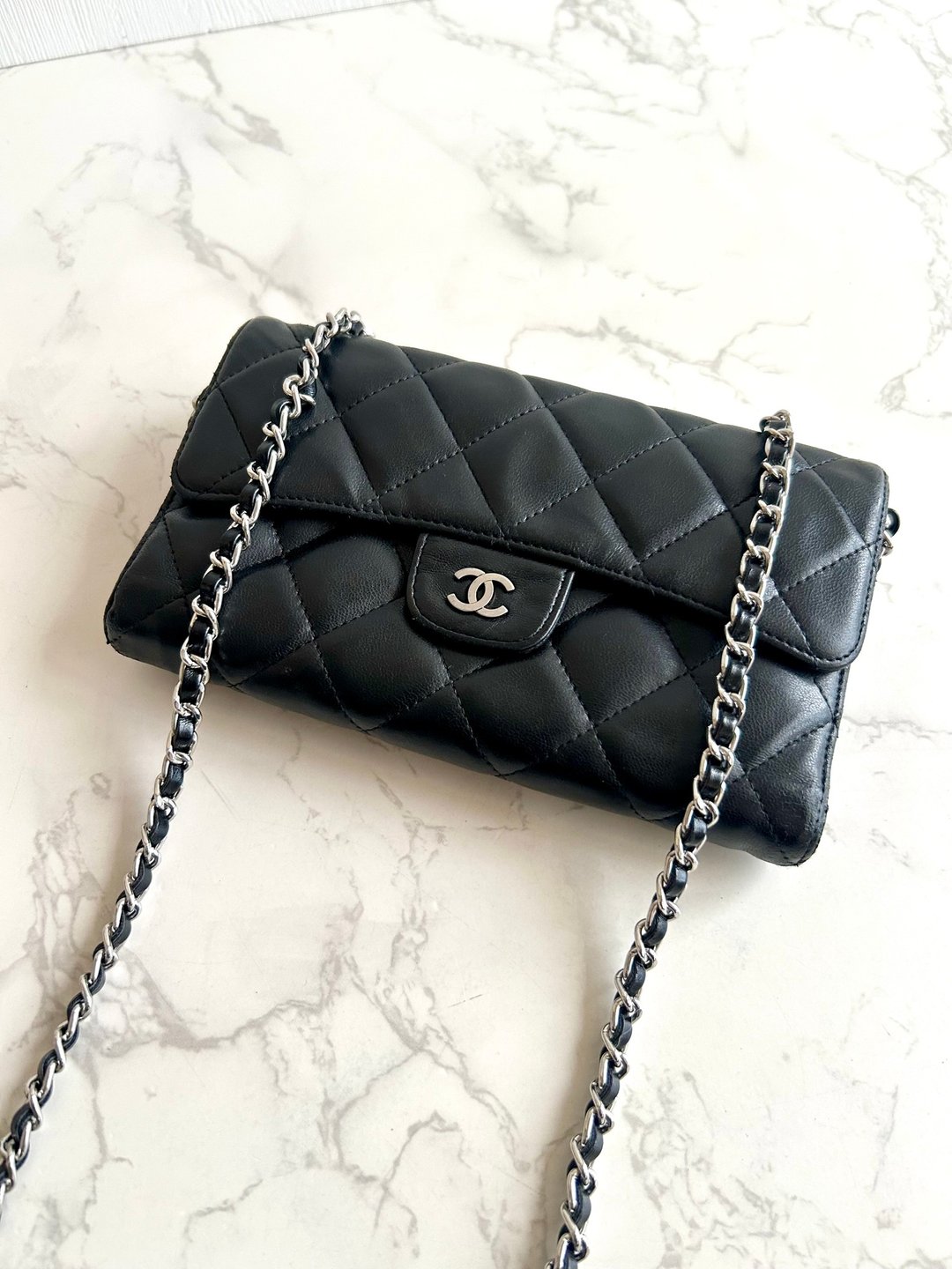 绝版古董包 Chanel 黑色 WOC 皮革包 侧背包 斜背包 中古二手包 长夹 - 侧背包/斜挎包 - 真皮 黑色