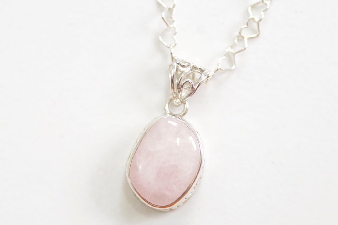 Soft and gentle pink. Morganite Silver necklace - 项链 - 石头 粉红色