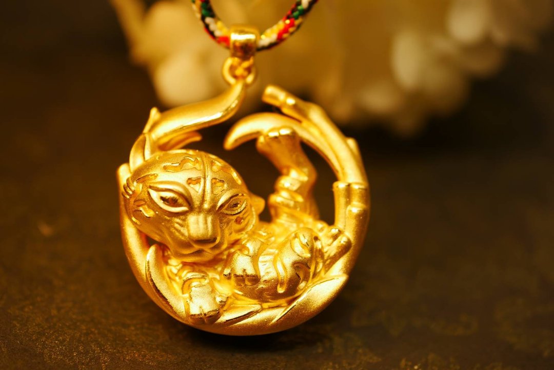 黄金坠子-生肖虎金饰坠子-黄金9999 - 项链 - 24k 金 金色