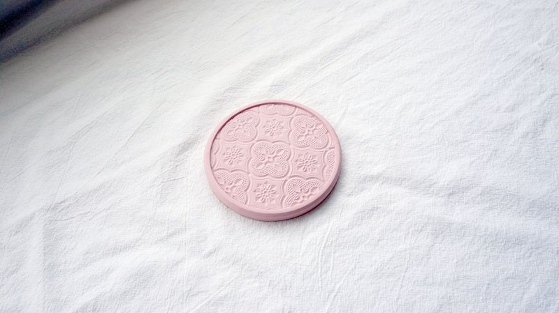 海棠花水泥杯垫-乐土吸水材质 | 台湾设计制造(马卡红) - 杯垫 - 水泥 粉红色