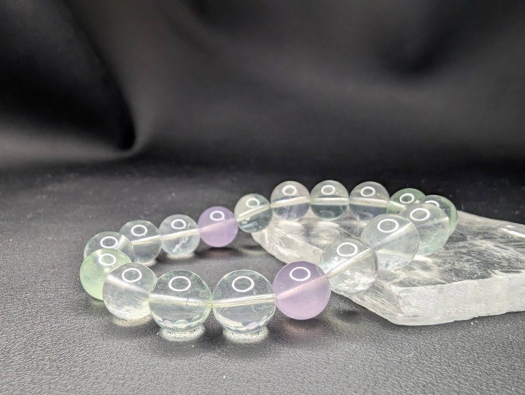 彩萤石 11mm 手串 手链 天然水晶 水晶 - 手链/手环 - 水晶 