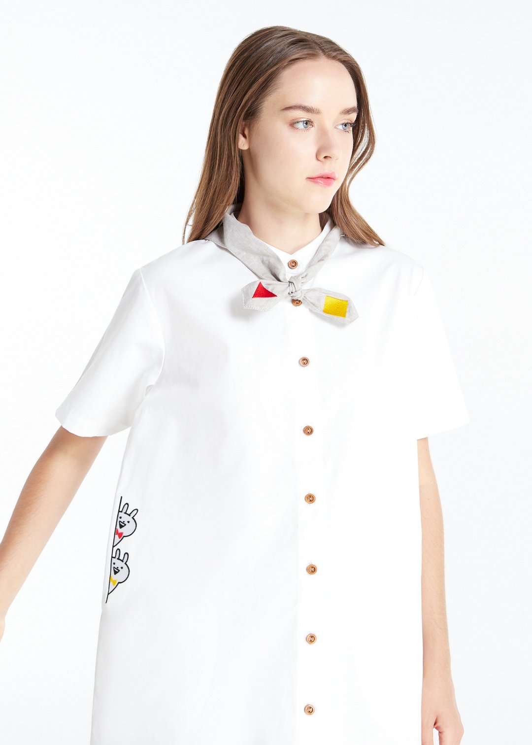Usagyuuun x KATJI Dress&Scarf / One Size US15 - 洋装/连衣裙 - 棉 白色