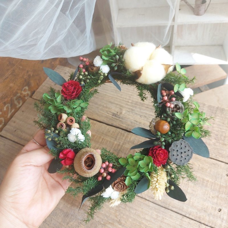 Hello Green W022午后花园不凋雪松花圈 2025圣诞  干燥花圈 - 干燥花/捧花 - 植物．花 多色