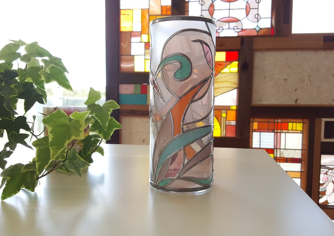 Glass art cylindrical glass vase 　Florence - 花瓶/陶器 - 玻璃 粉红色