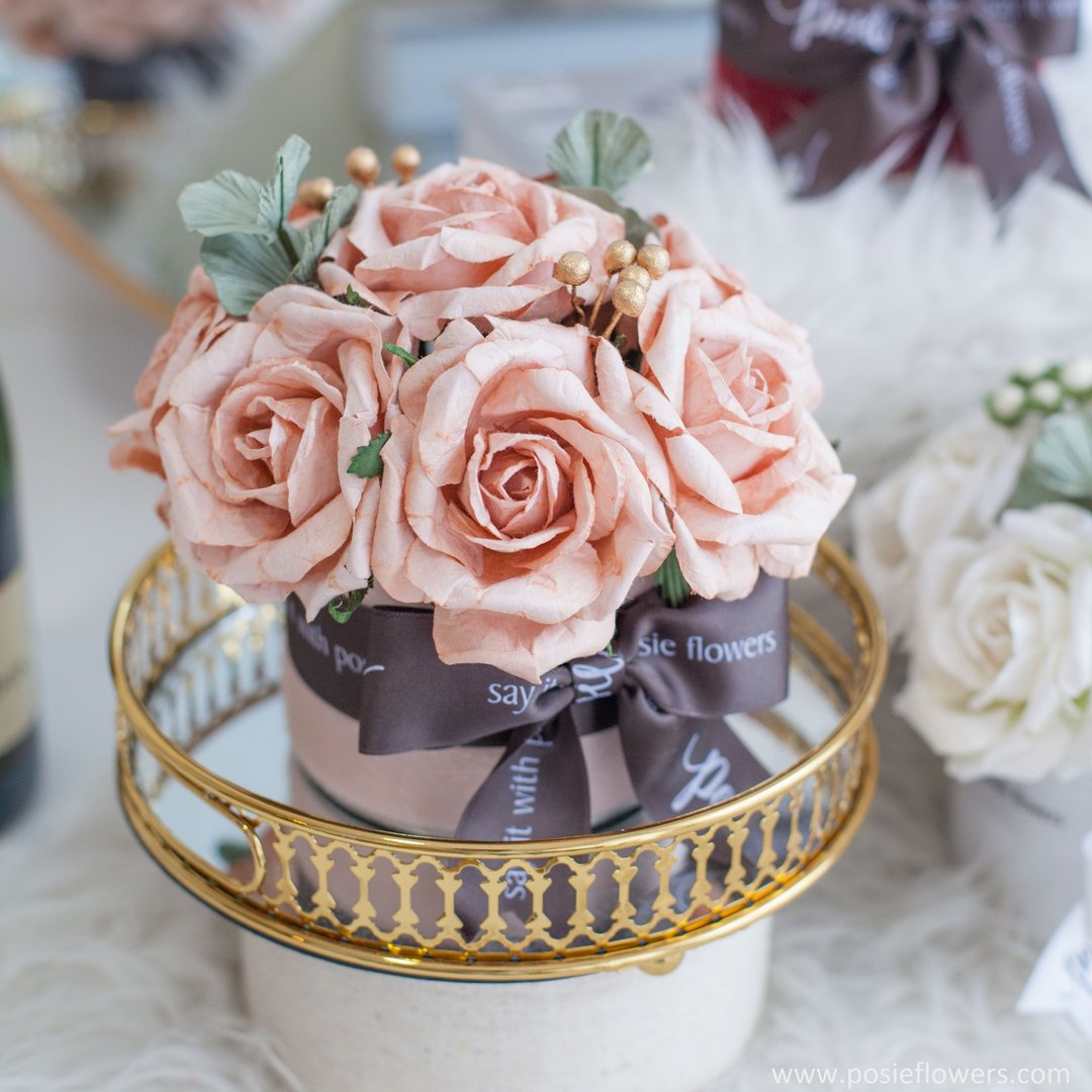 BLUSH GRANDI ROSE - Aromatic Large Gift Box, Valentine Gift, Paper Flowers Aroma - 摆饰 - 纸 粉红色