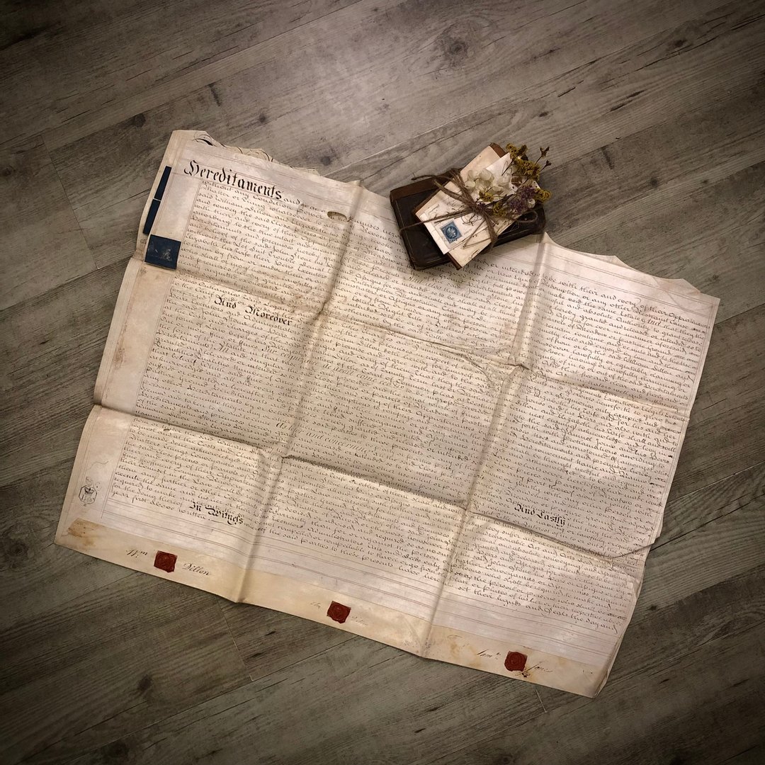 1803年英国百年古董牛皮纸手写契约文件-ㄧ份两大张 - 刊物/书籍 - 真皮 卡其色