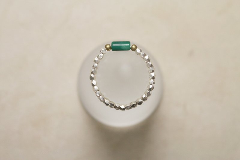 觅饰 mishivénus 绿玉黄铜细软戒 925纯银 天然石 戒指 // vr010 - 戒指 - 石头 绿色