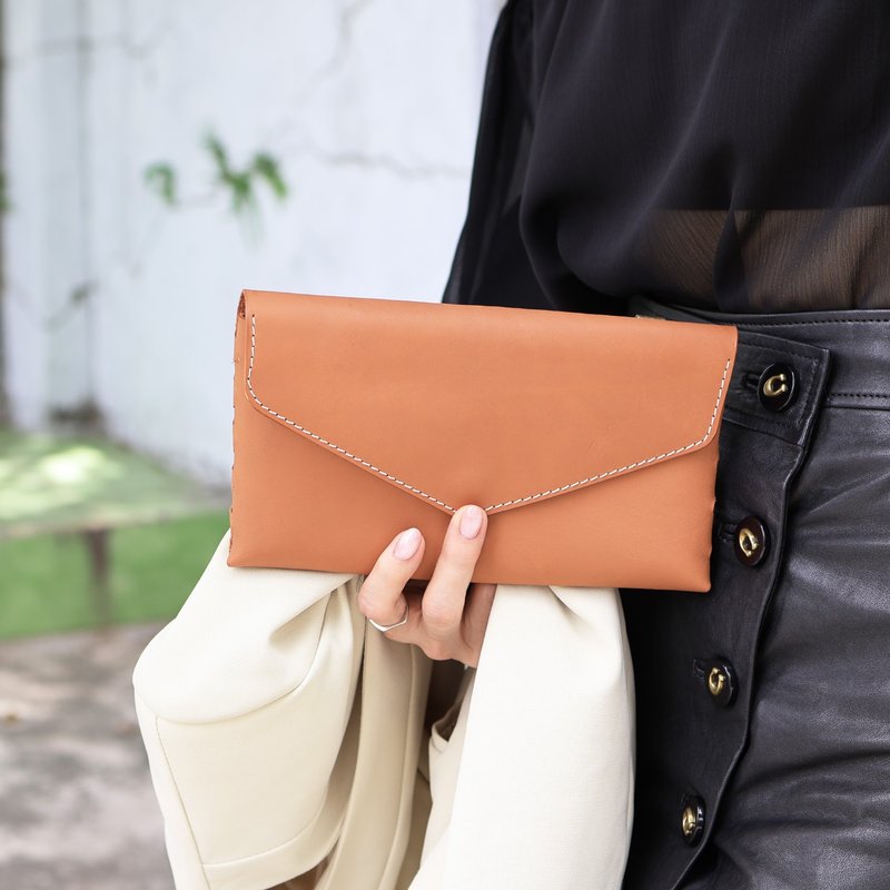 信封手拿包 | 意大利植鞣皮 4色 情人节礼物毕 纪念礼 父亲节礼物 - 手拿包 - 真皮 黑色