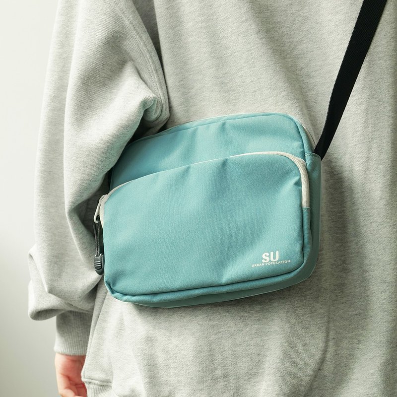 城市出行 馬卡龍糖果色 側背小方包 尼龍防潑水 蓝绿色 - 侧背包/斜挎包 - 尼龙 蓝色