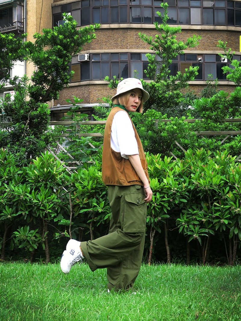 80s 公发加拿大防风古着军裤 - 气球裤版型 - 中性裤装 - 棉．麻 绿色