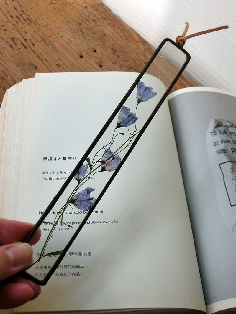 植物图鉴∣匙叶风铃草∣玻璃镶嵌∣花草标本书签 - 书签 - 植物．花 蓝色