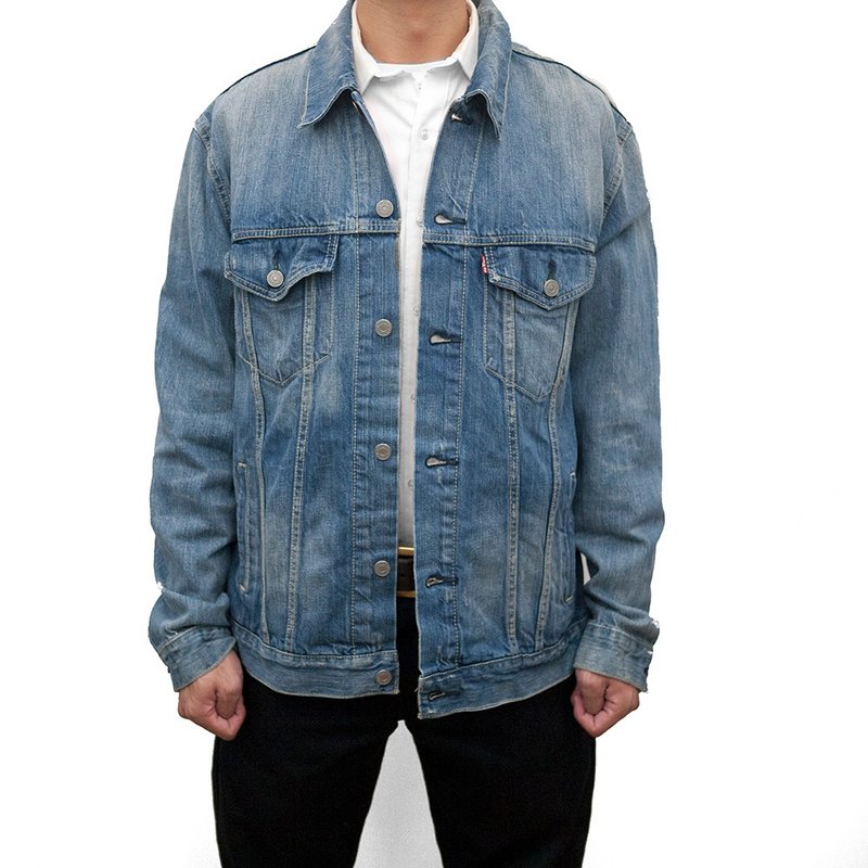 LEVI'S 70589 牛仔外套 二手 古着 水洗 刷色 - 男装外套 - 棉．麻 蓝色