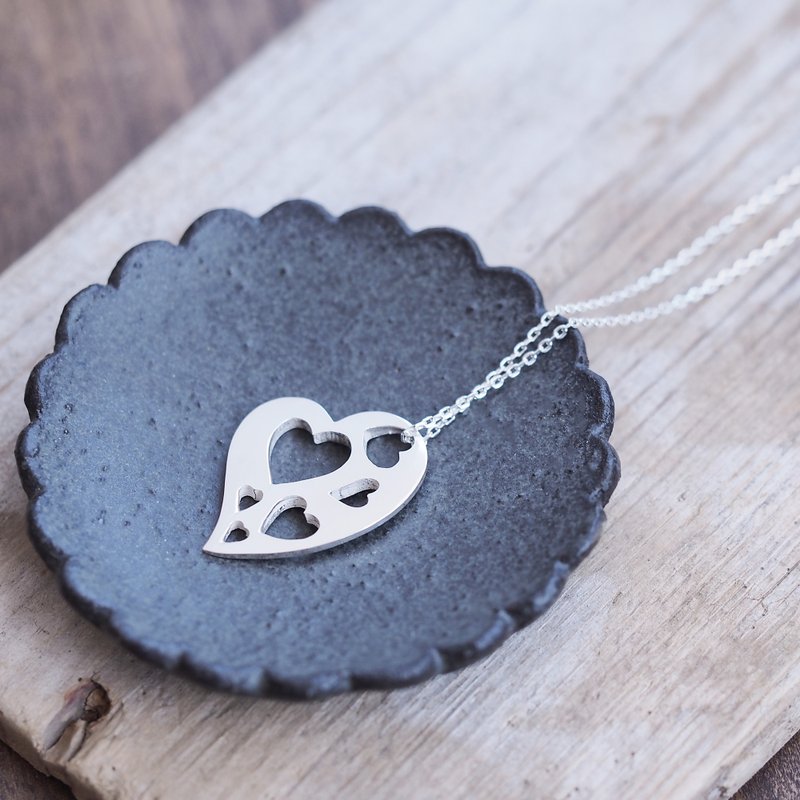 Open Heart Necklace Silver 925 - 项链 - 其他金属 银色