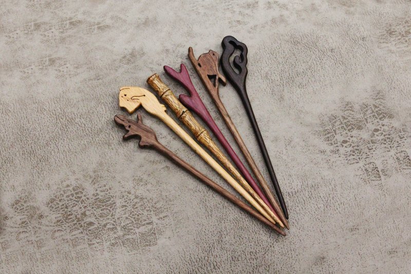 原木手工发簪 简约风 复古风 - 发饰 - 木头 咖啡色