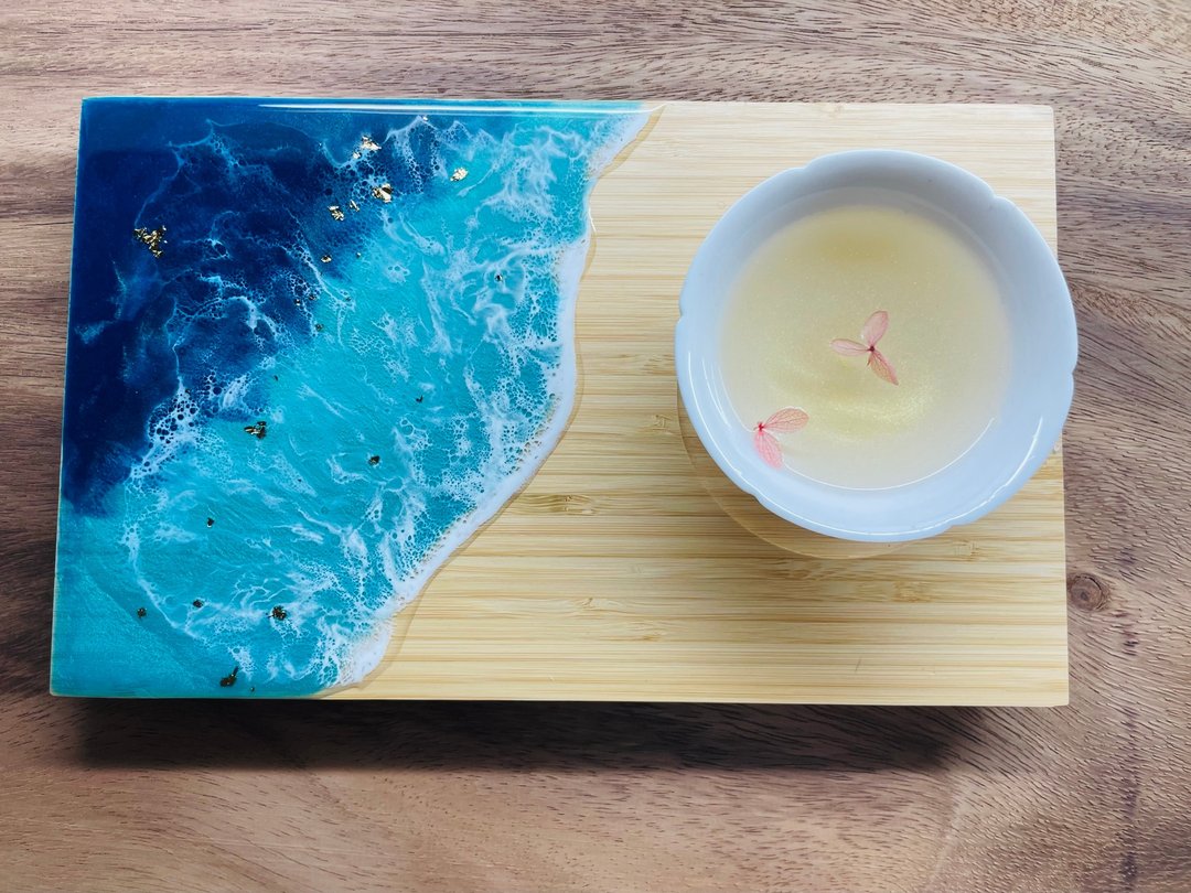 金箔海洋风茶盘 - 盘子/餐盘/盘架 - 竹 蓝色