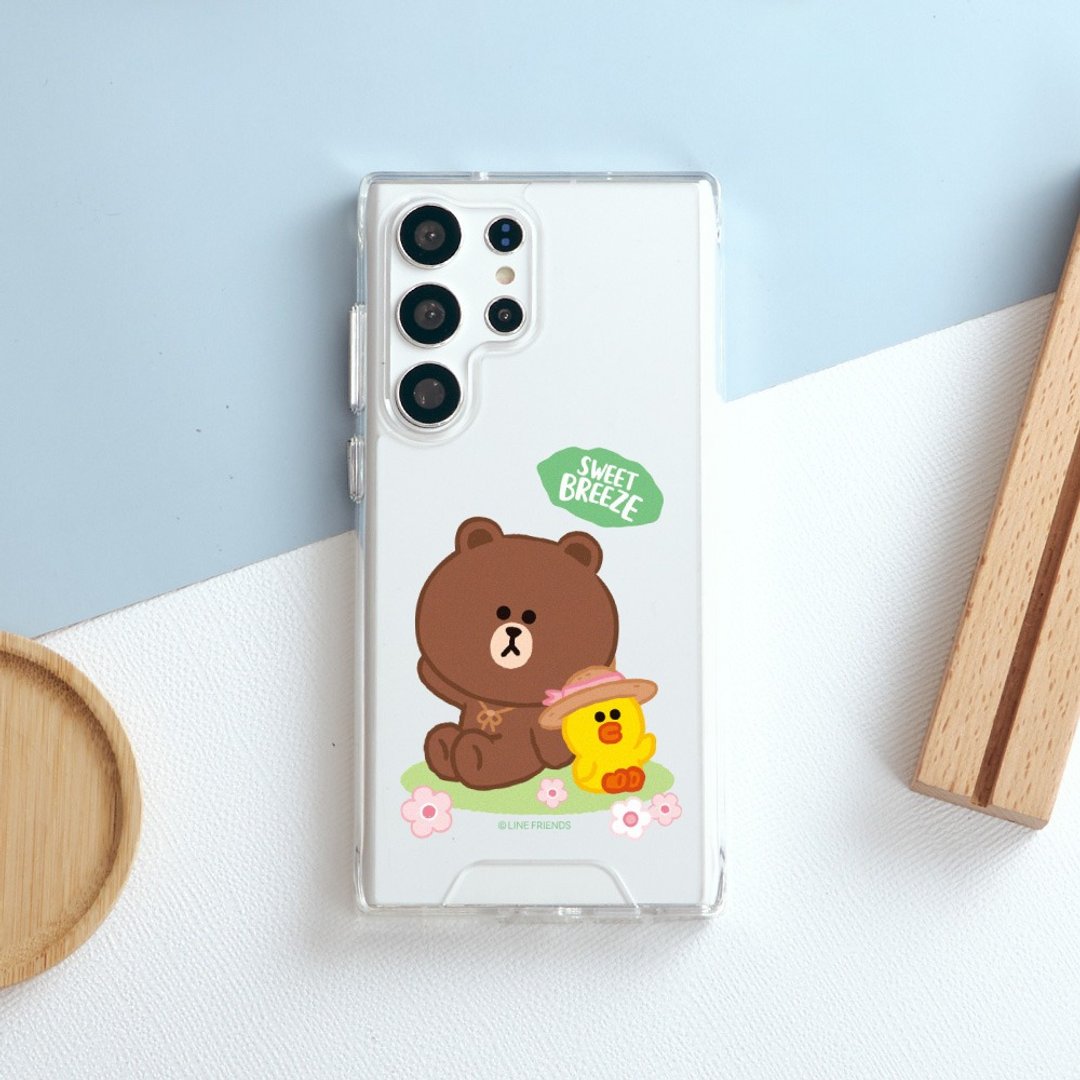 LINE FRIENDS经典-花间共坐防摔透明SAMSUNG手机壳 - 手机壳/手机套 - 塑料 多色