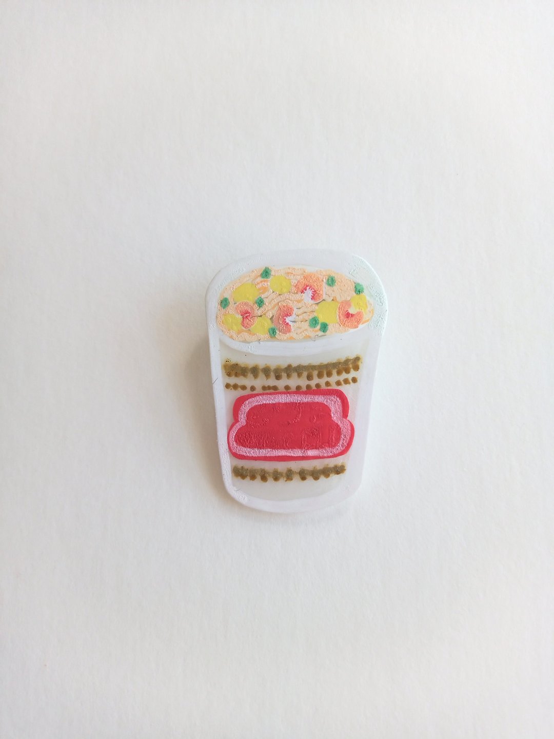 Henteco brooch cup noodles - 胸针 - 塑料 白色