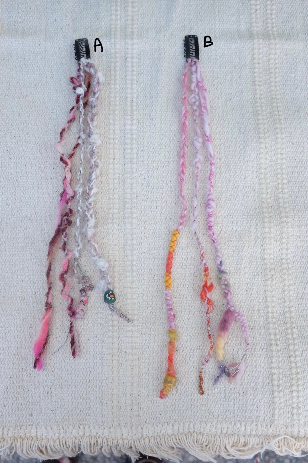 脏辫 穿戴式 发夹 Gypsy hair Clip (Pink) - 发饰 - 羊毛 粉红色