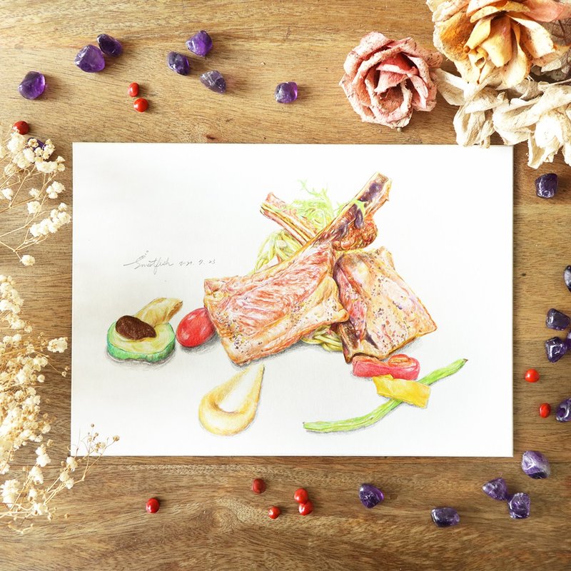 色铅笔美食插画 / 客制化美食画 / 客制画 / 手绘美食 - 海报/装饰画/版画 - 纸 