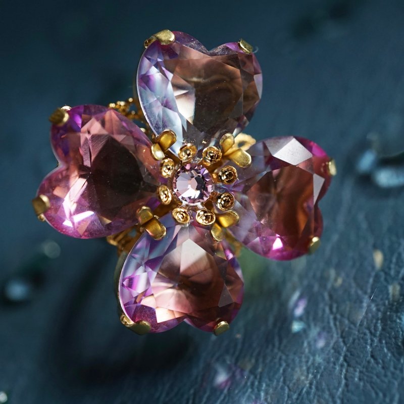 闪亮绣球花戒指 - 戒指 - 其他金属 蓝色