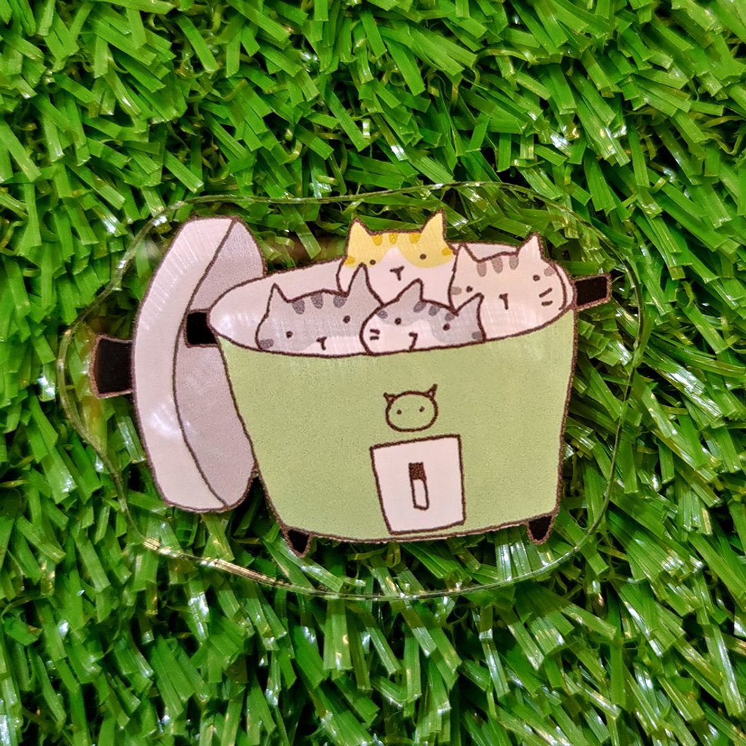 压克力磁铁-电锅猫(插画家:猫小姐)(最长边5cm) - 冰箱贴/磁贴 - 压克力 