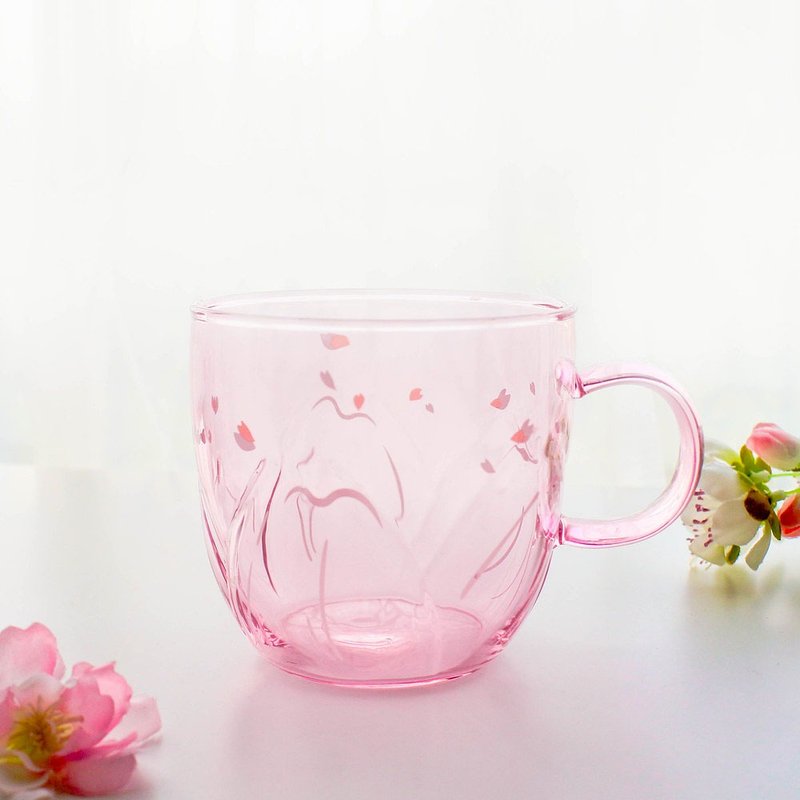 花瓣单层把手杯 - 玻璃杯 - 玻璃 粉红色
