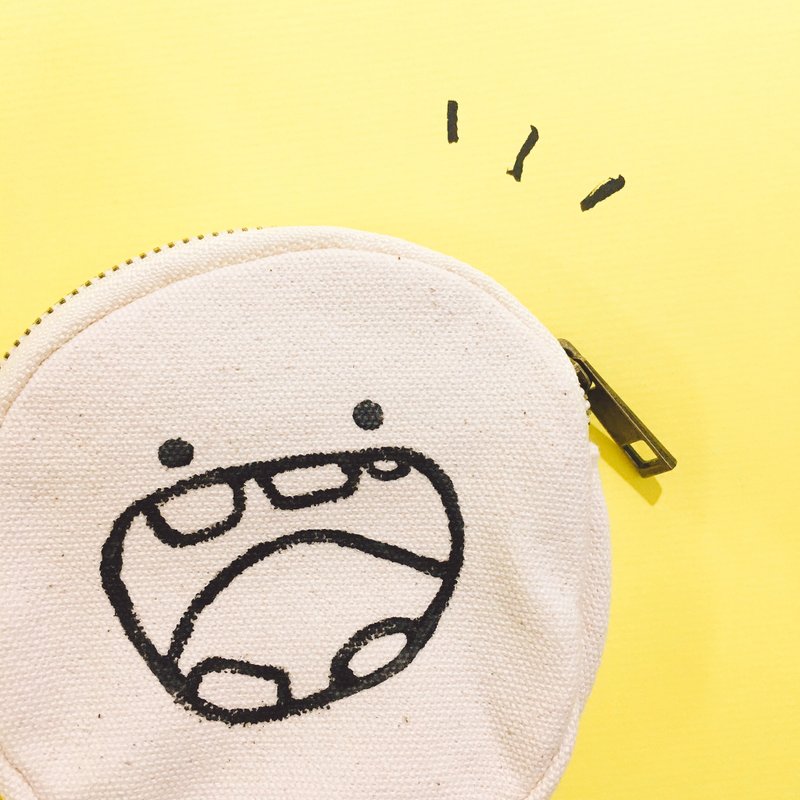 哇哈哈 手工绢印零钱包 - 零钱包 - 棉．麻 黄色