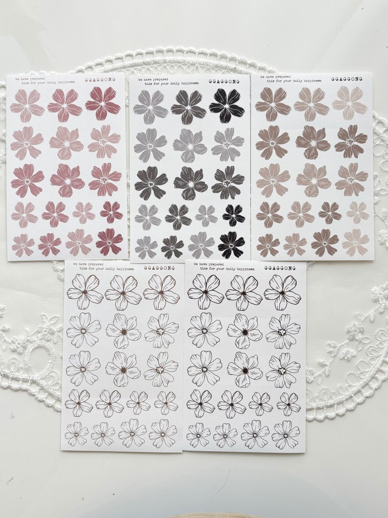 线条花卉 第二弹 - 贴纸 - 纸 