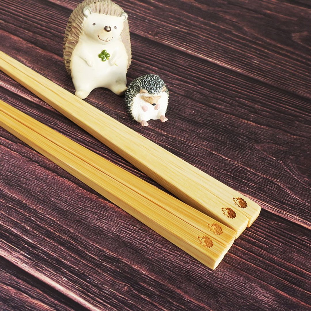 Hedgehog Harry Chopsticks 2 Set Free Shipping - 筷子/筷架 - 木头 咖啡色
