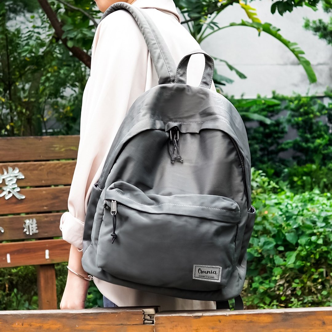 日系街头休闲尼龙笔电后背包(铁灰) - 后背包/双肩包 - 尼龙 灰色