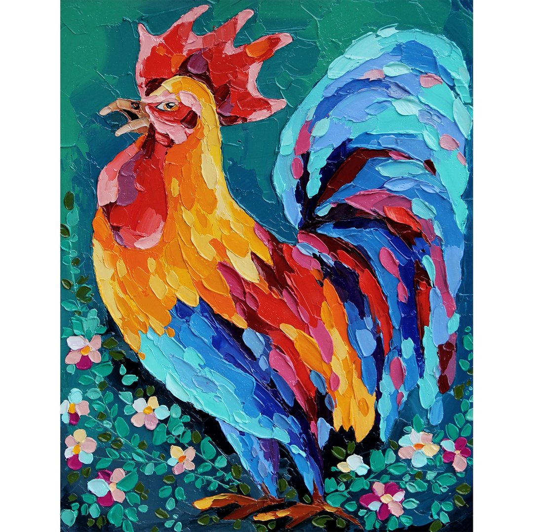 公鸡画 农家原创艺术 农场鸟类艺术品 厨房墙壁装饰品 - 海报/装饰画/版画 - 其他材质 多色