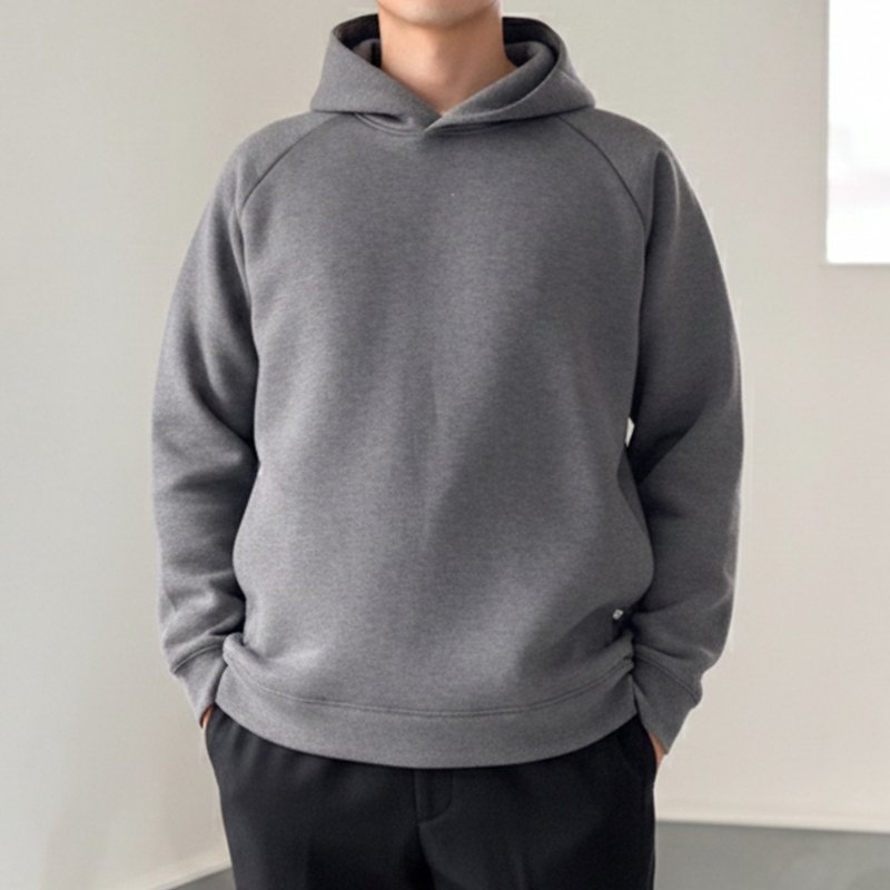 2026新款【男女同款】蜂巢织法 缝线口袋连帽上衣【灰色】 - 中性连帽卫衣/T 恤 - 聚酯纤维 灰色