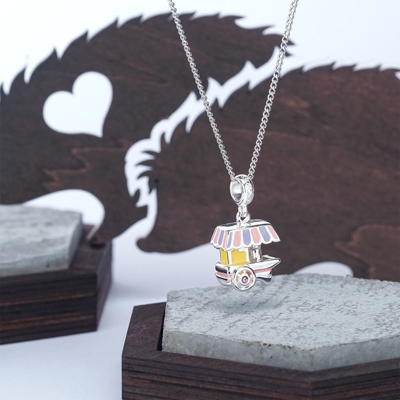 lian crystal rhinestone x Adorns 925纯银挂饰系列-爆谷车挂饰 - 吊饰 - 纯银 粉红色