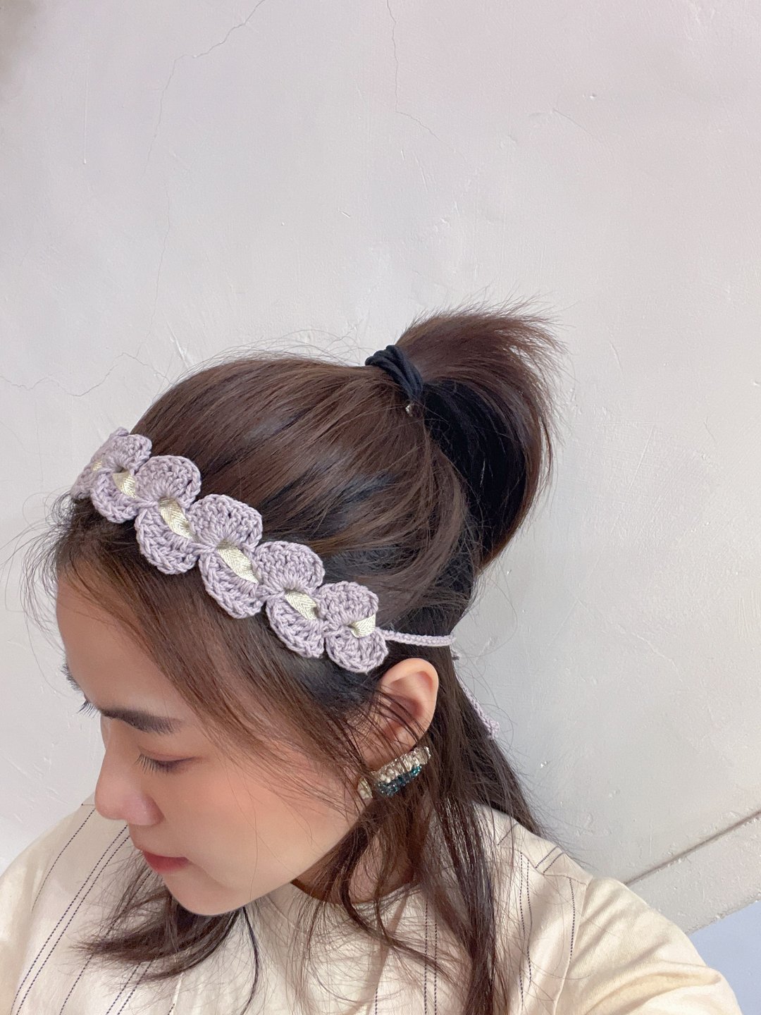 螺旋贝壳 编织发带 藕紫 - 发带/发箍 - 棉 紫色
