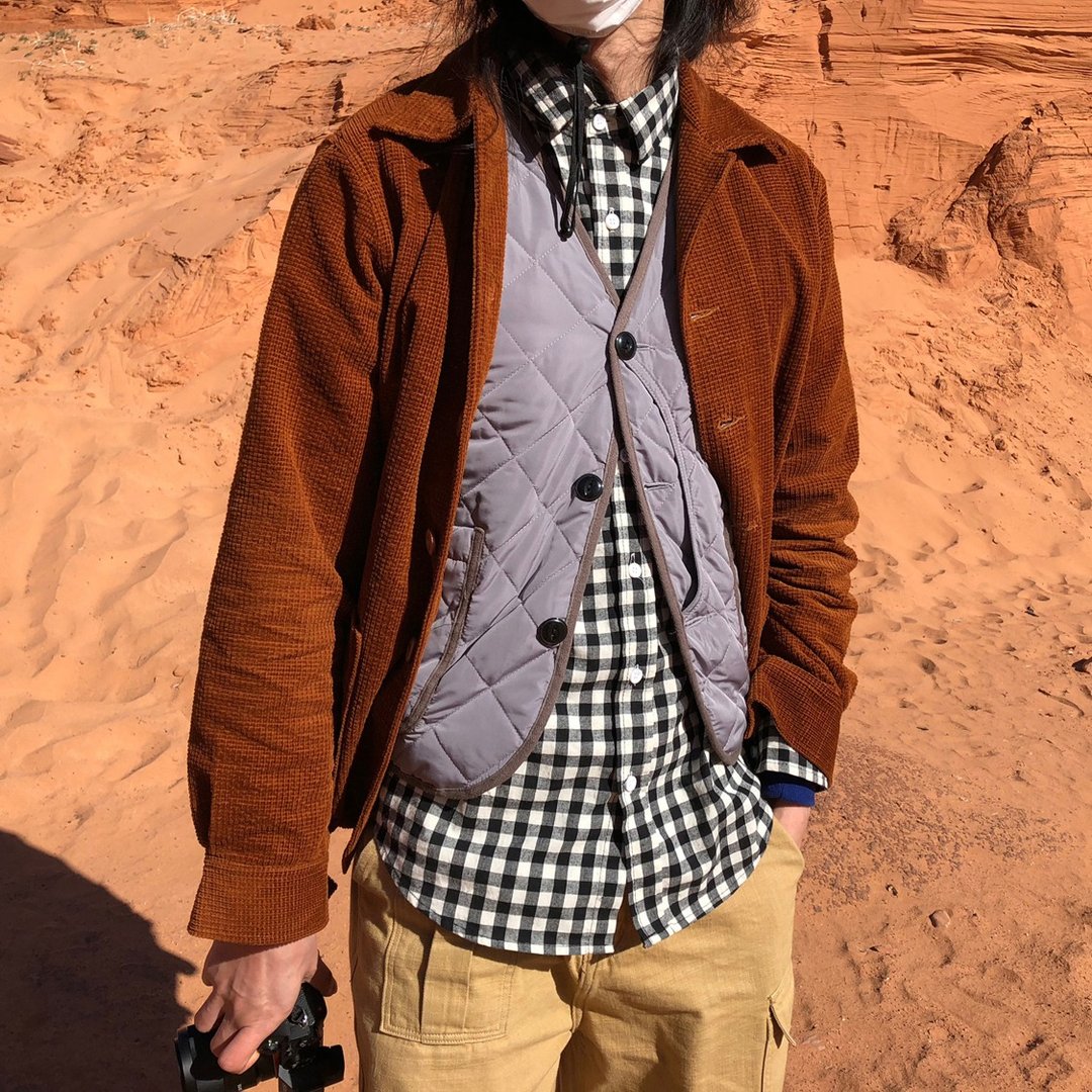 Corduroy WorkSuit 美式灯芯绒工装补丁外套单层短夹克 - 男装外套 - 棉 橘色