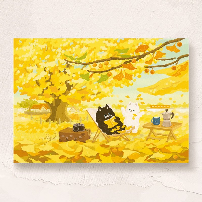 postcard-阅读系列-秋天的银杏公园 - 卡片/明信片 - 纸 多色