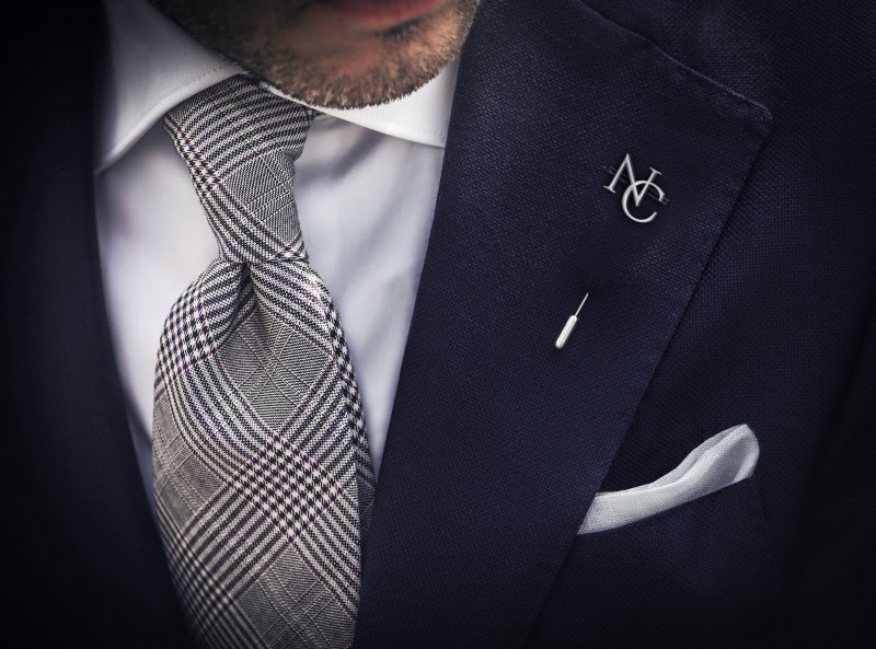 自定义翻领别针 - 925纯银翻领别针 - 给新郎的礼物 新郎翻领别针 - 领带/领带夹 - 纯银 银色