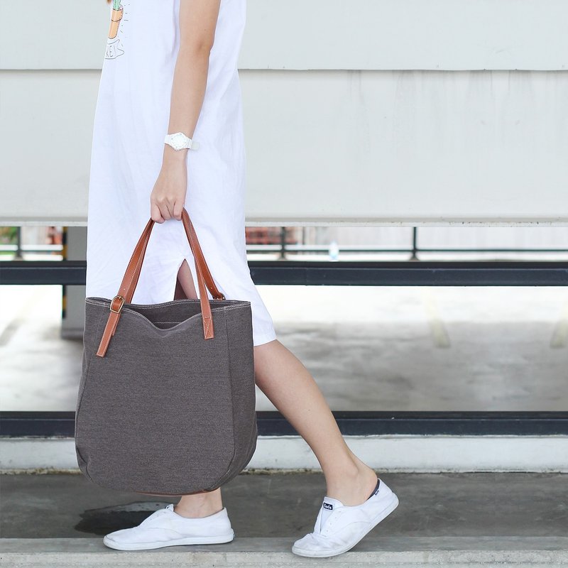 Sack 手提袋 - 抽烟棕色 - 手提包/手提袋 - 棉．麻 咖啡色