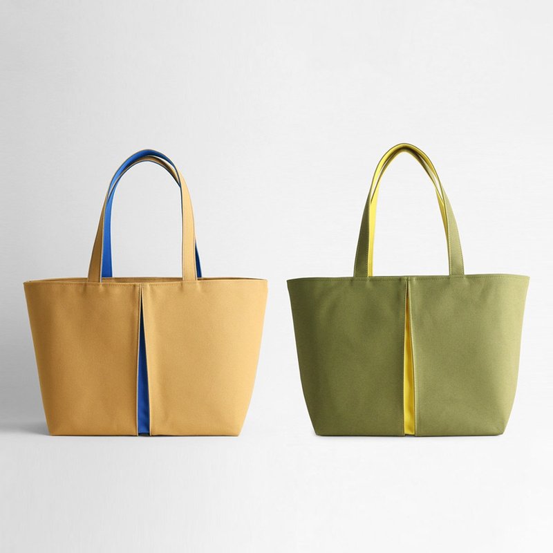 KOSHO ougi pleats 帆布托特包 YH 女款 男款 帆布 原创 日本制 京都 轻量 内衬 磁扣 A4 尺寸适用 - 手提包/手提袋 - 棉．麻 咖啡色