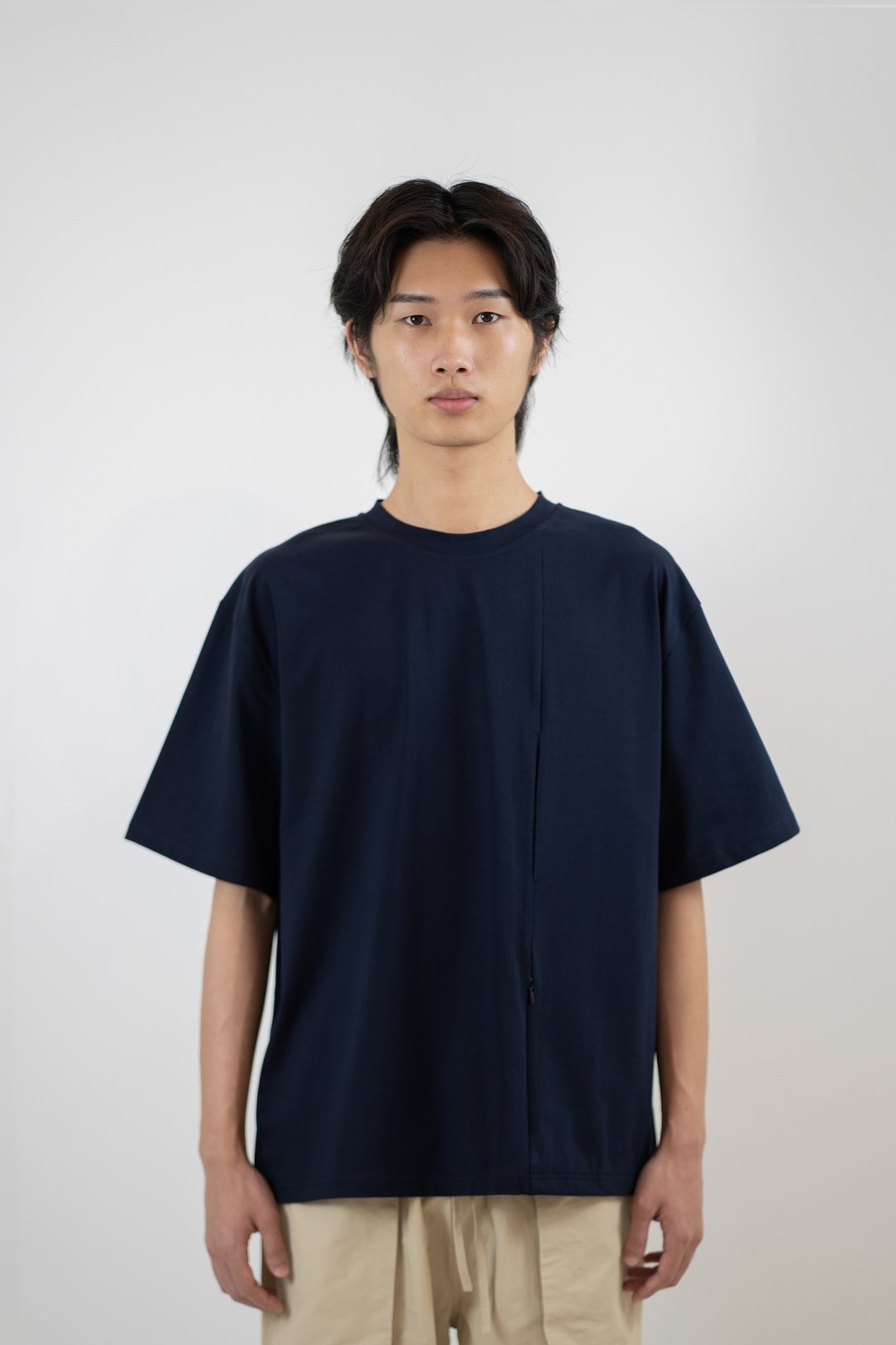 LINE POCKET TEE - MIDNIGHT BLUE - 男装上衣/T 恤 - 棉．麻 蓝色